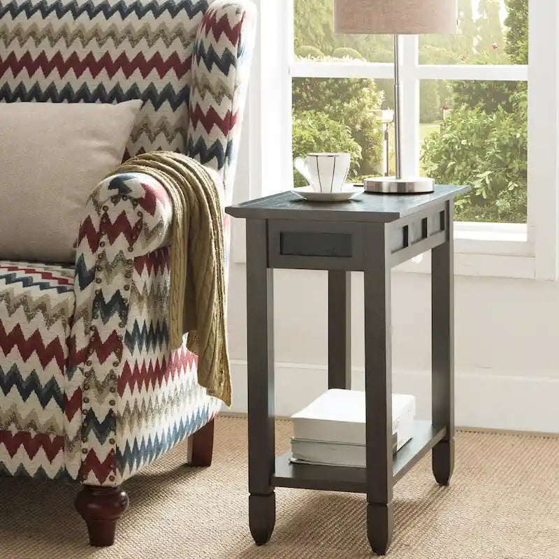 Leick Home Rustic Slate Side Table Featuring USB-C Charging Port 1
