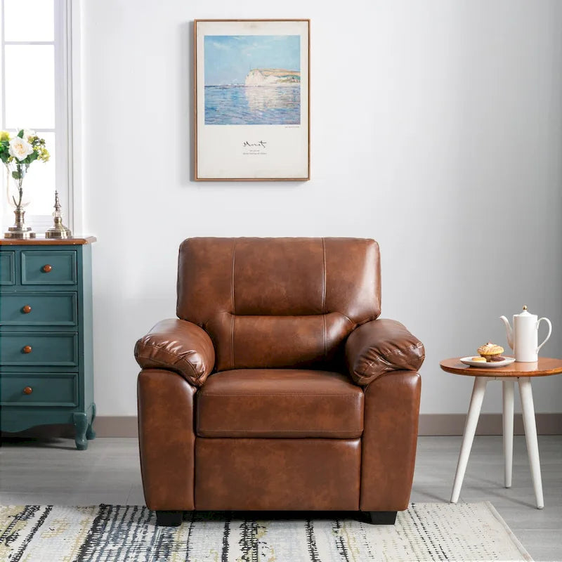 Modern Fort Faux Leather Accent Chairs for Living Room Upholstery 4