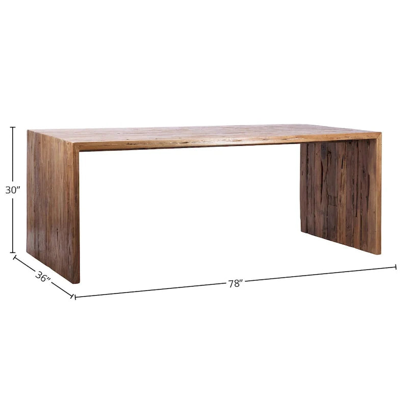 Camila 78-Inch Rectangular Dining Table Crafted from Reclaimed Teak with Waterfall Design 2