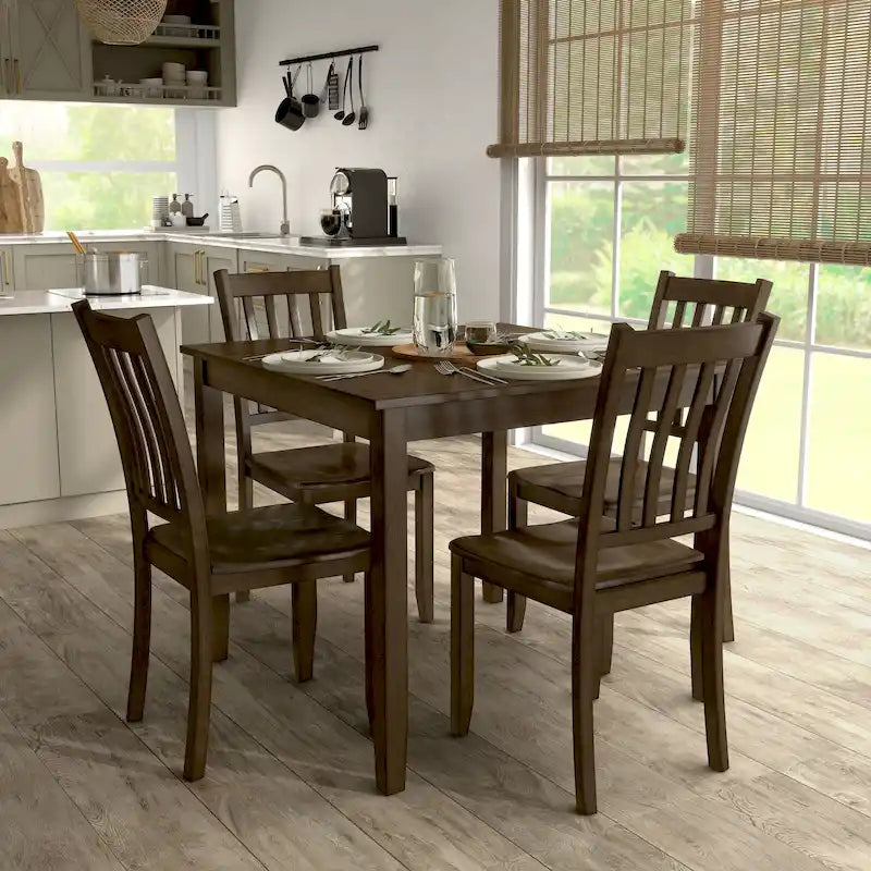 Denhour DH Basic Traditional Solid Wood 5-Piece Dining Set 28