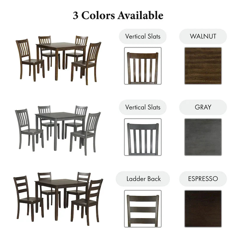 Denhour DH Basic Traditional Solid Wood 5-Piece Dining Set 3