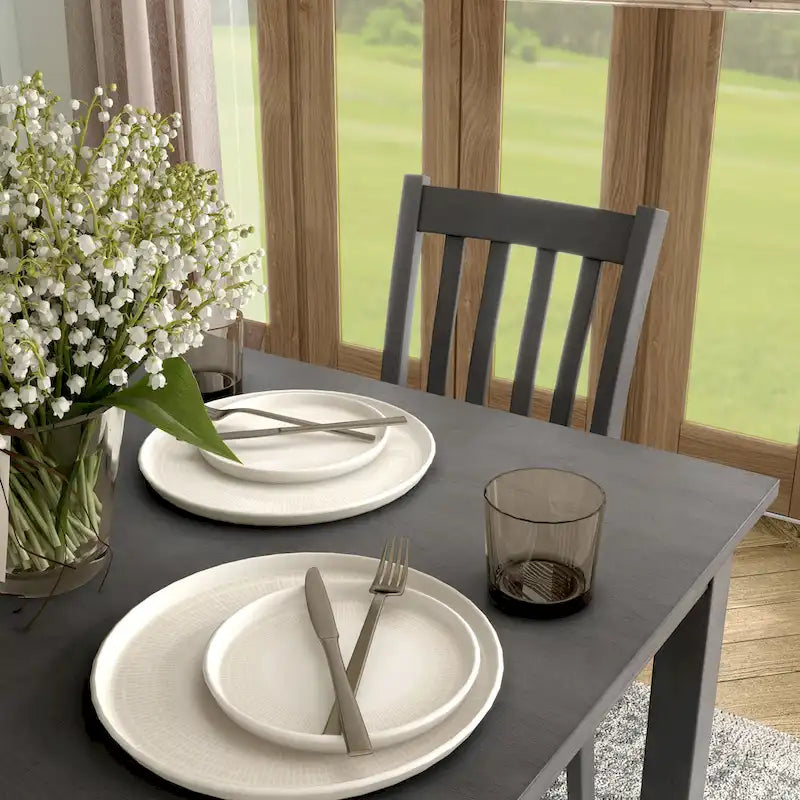 Denhour DH Basic Traditional Solid Wood 5-Piece Dining Set 15