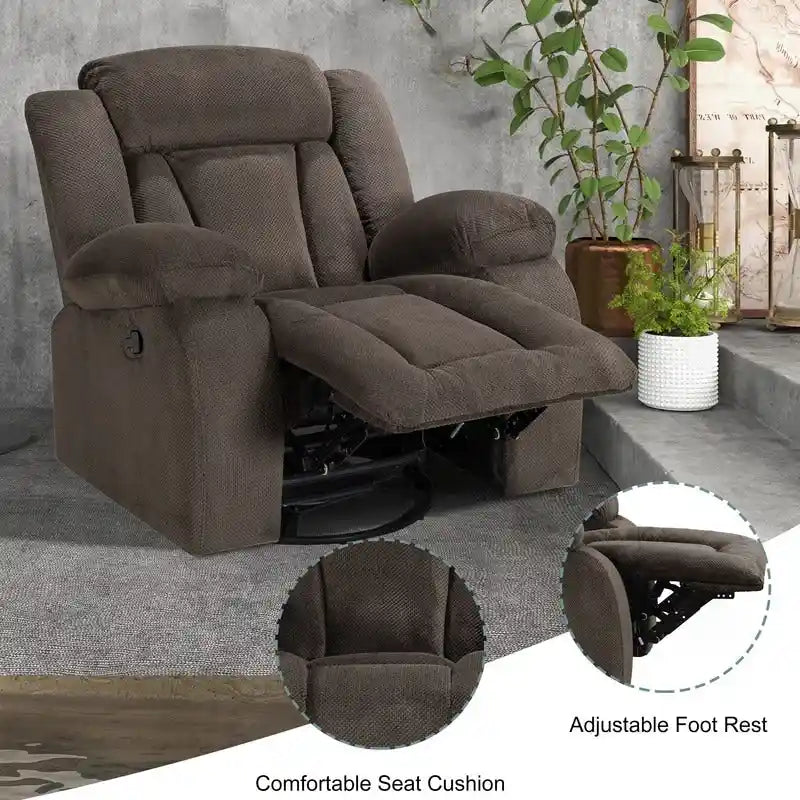 Upholstered Recliner with Rocking and Swiveling Features 36