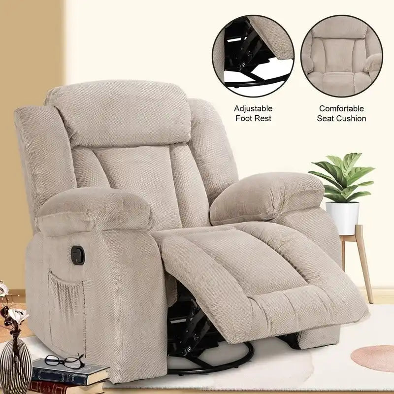 Upholstered Recliner with Rocking and Swiveling Features 40