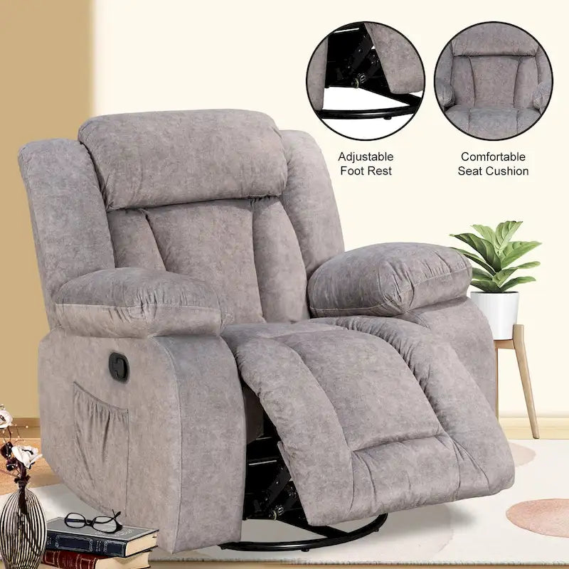 Upholstered Recliner with Rocking and Swiveling Features 1