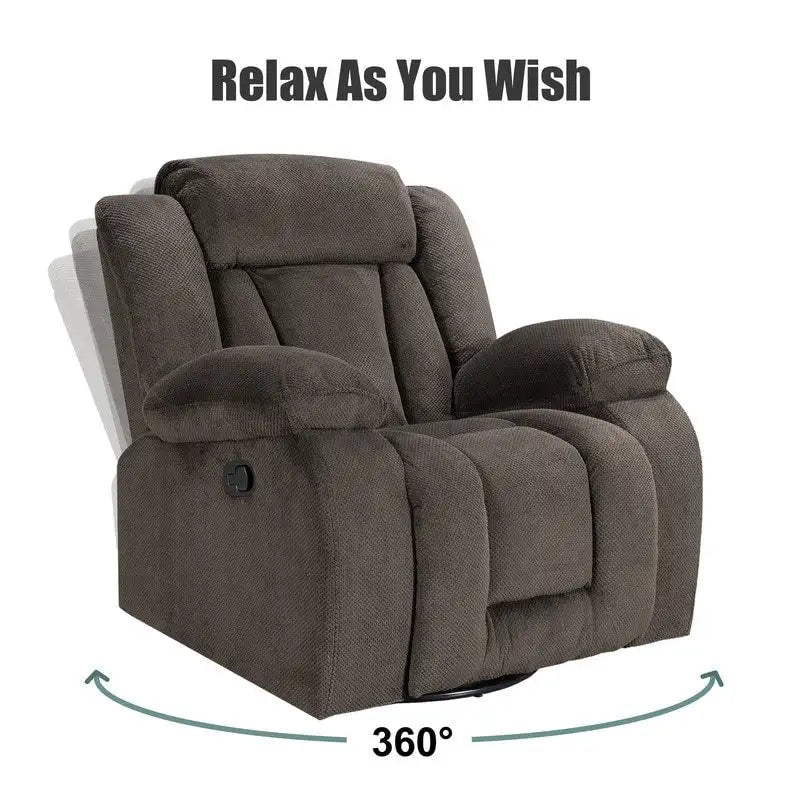 Swivel Rocking Recliner Chair with Adjustable Footrest and Padded Cushion 10