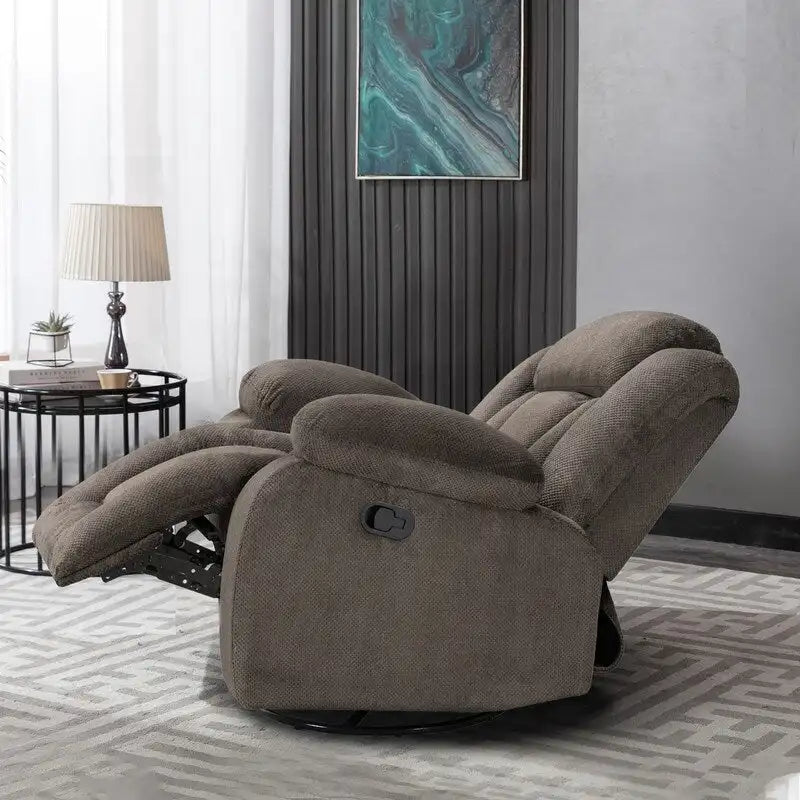 Swivel Rocking Recliner Chair with Adjustable Footrest and Padded Cushion 11