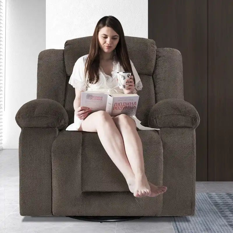 Upholstered Recliner with Rocking and Swiveling Features 12