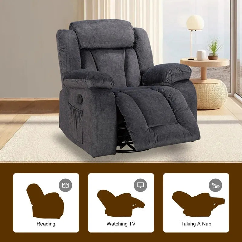 Upholstered Recliner with Rocking and Swiveling Features 16