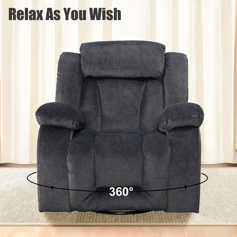 Swivel Rocking Recliner Chair with Adjustable Footrest and Padded Cushion 17