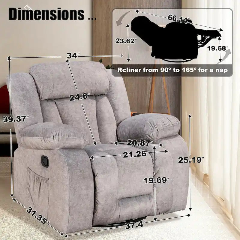 Upholstered Recliner with Rocking and Swiveling Features 23
