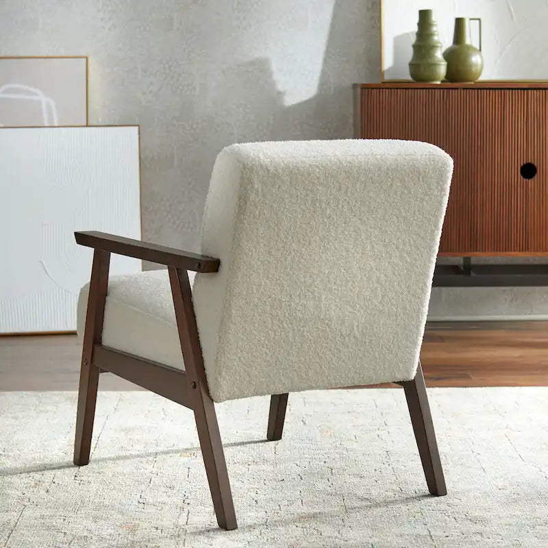 Mid Century Accent Lounge Chair with Cushioned Seat and Wooden Frame 9