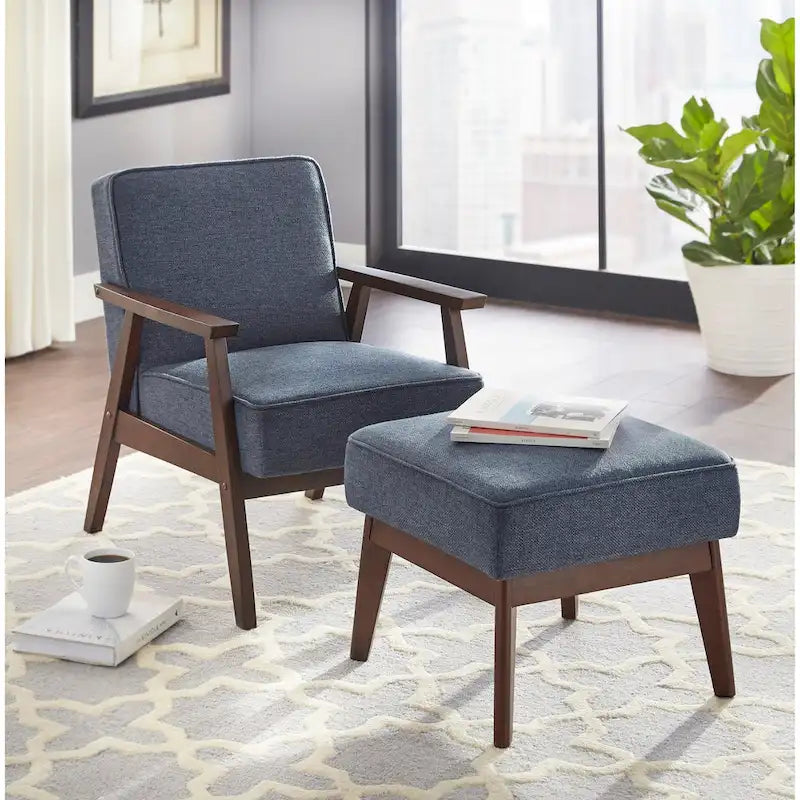 Mid Century Accent Lounge Chair with Cushioned Seat and Wooden Frame 16