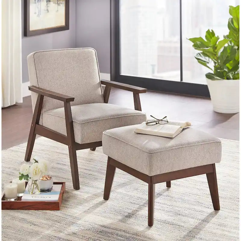 Mid Century Accent Lounge Chair with Cushioned Seat and Wooden Frame 18
