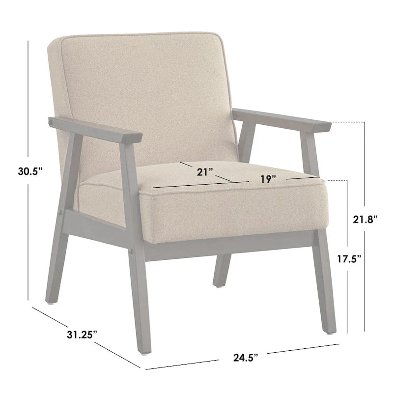 Mid Century Accent Lounge Chair with Cushioned Seat and Wooden Frame 20