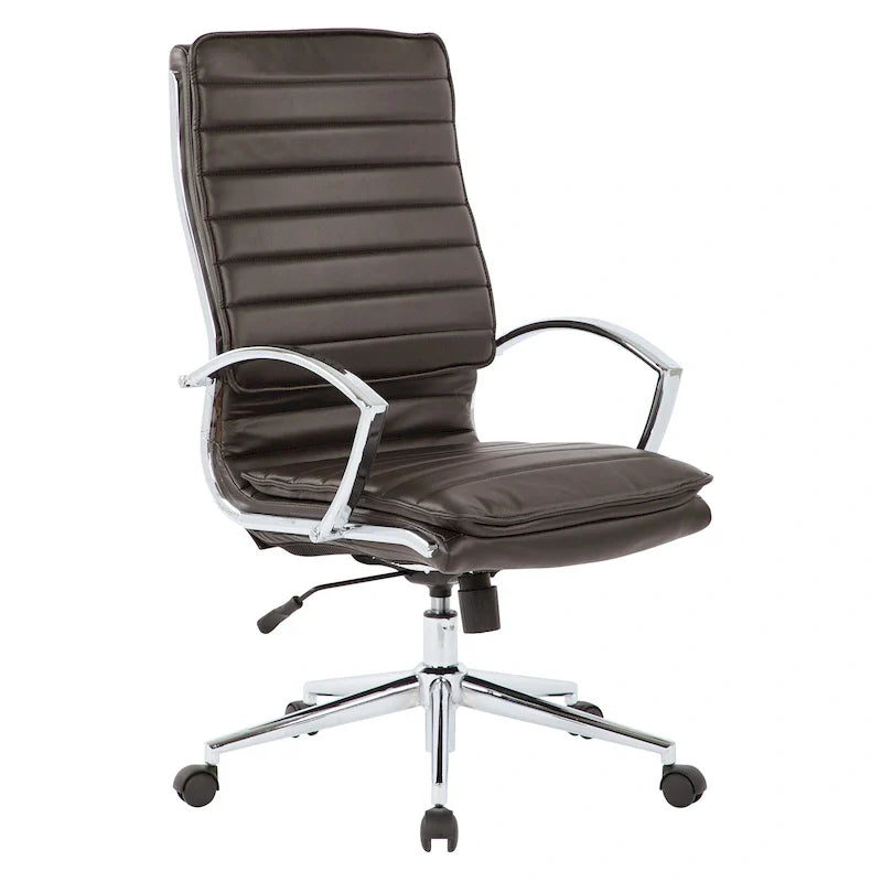 Executive High-Back Faux Leather Chair with Chrome Base and Detachable Sleeves 44