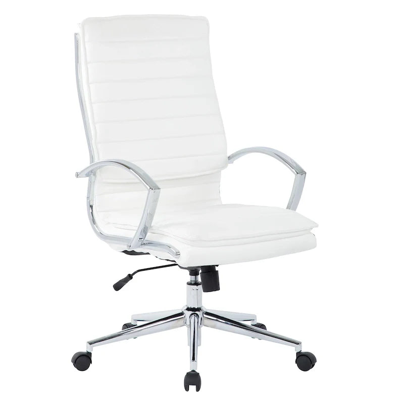Executive High-Back Faux Leather Chair with Chrome Base and Detachable Sleeves 45