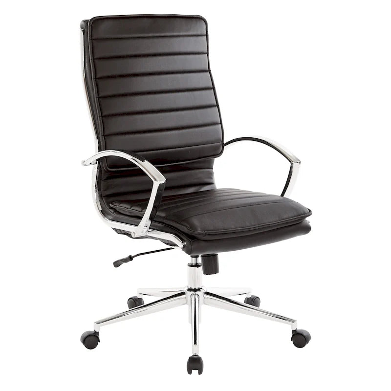 Executive High-Back Faux Leather Chair with Chrome Base and Detachable Sleeves 47