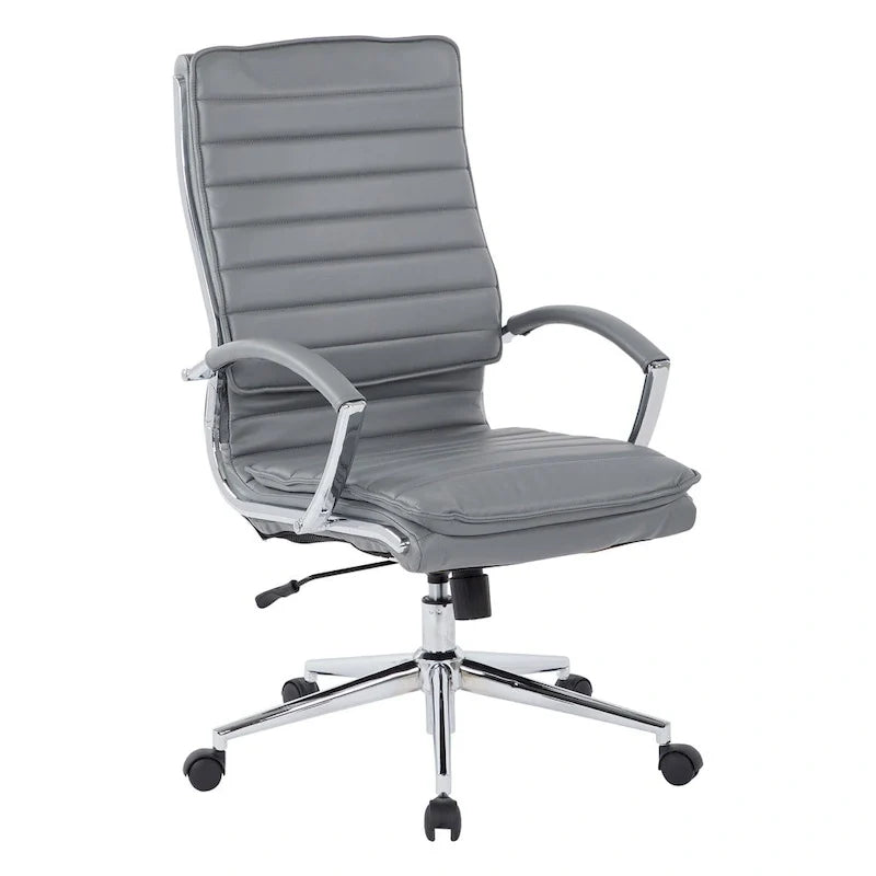 Executive High-Back Faux Leather Chair with Chrome Base and Detachable Sleeves 3