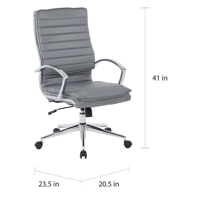 Executive High-Back Faux Leather Chair with Chrome Base and Detachable Sleeves 6