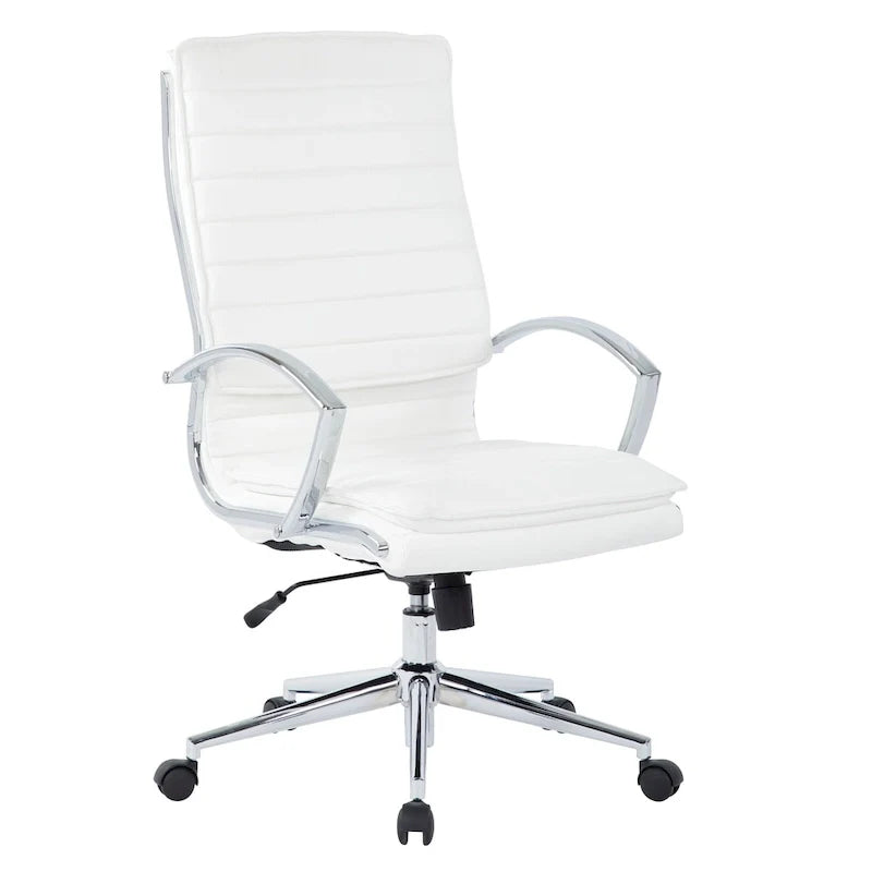 Executive High-Back Faux Leather Chair with Chrome Base and Detachable Sleeves 9