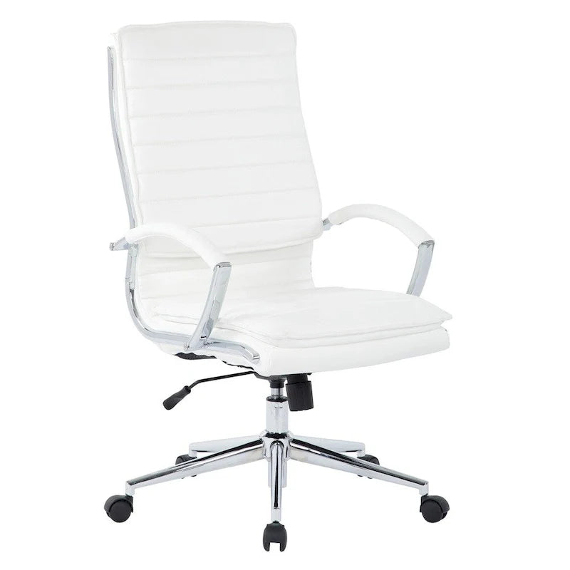 Executive High-Back Faux Leather Chair with Chrome Base and Detachable Sleeves 10