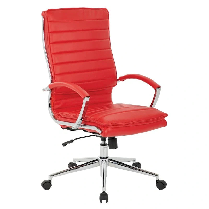Executive High-Back Faux Leather Chair with Chrome Base and Detachable Sleeves 14