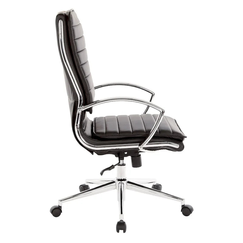 Executive High-Back Faux Leather Chair with Chrome Base and Detachable Sleeves 15