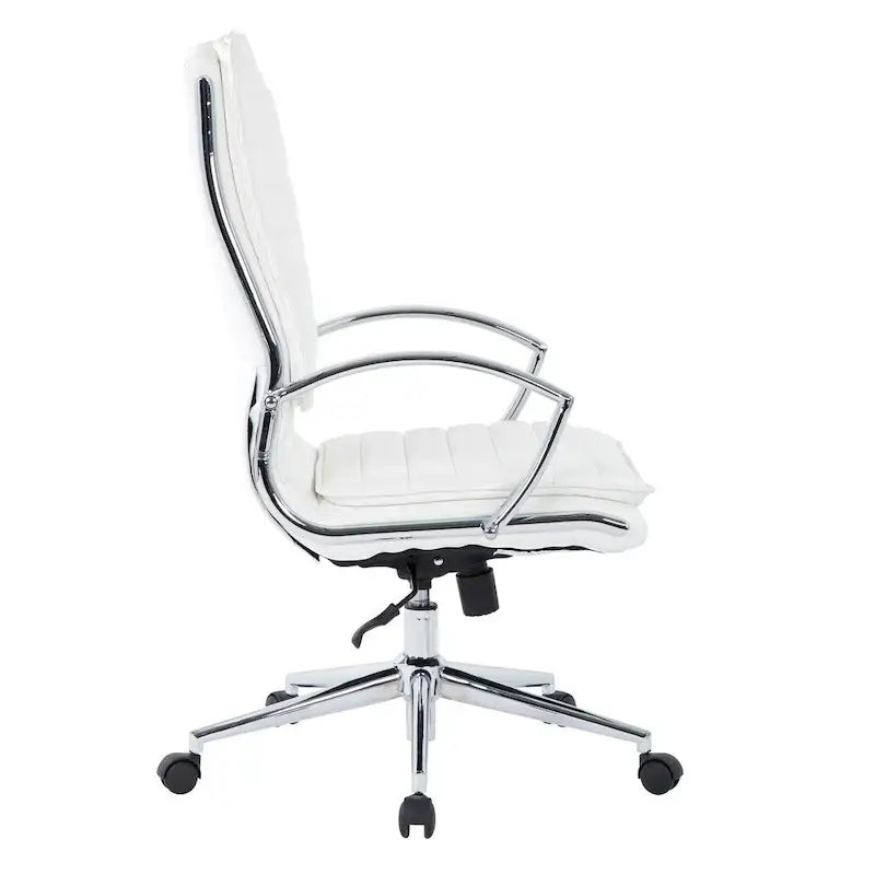 Executive High-Back Faux Leather Chair with Chrome Base and Detachable Sleeves 16