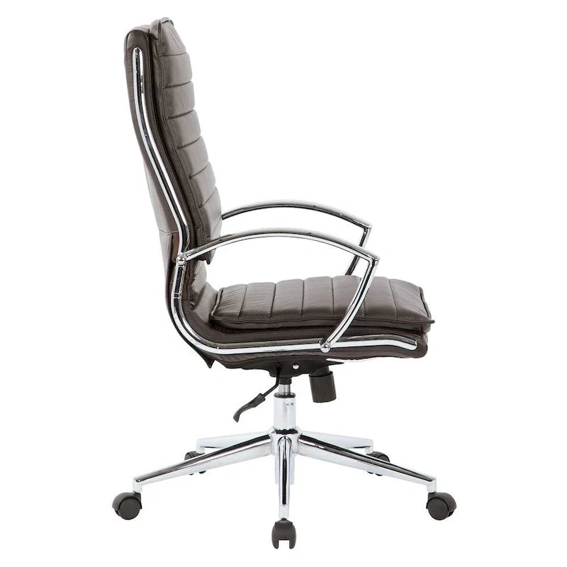 Executive High-Back Faux Leather Chair with Chrome Base and Detachable Sleeves 17