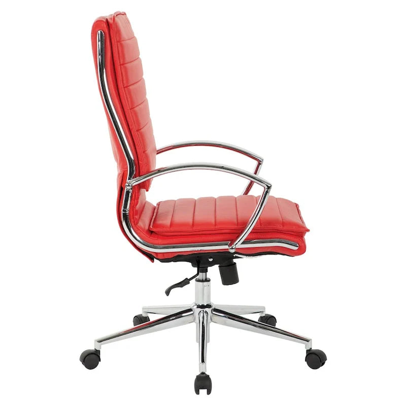 Executive High-Back Faux Leather Chair with Chrome Base and Detachable Sleeves 18