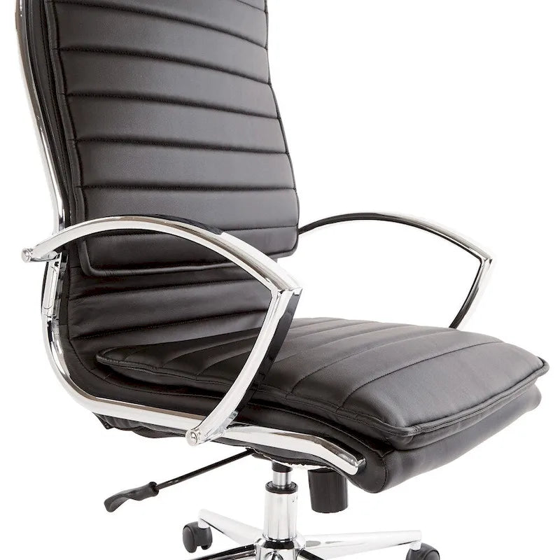 Executive High-Back Faux Leather Chair with Chrome Base and Detachable Sleeves 19