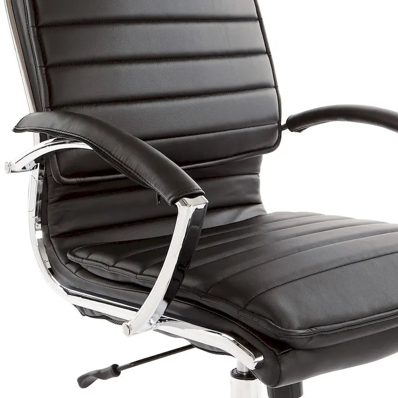 Executive High-Back Faux Leather Chair with Chrome Base and Detachable Sleeves 20