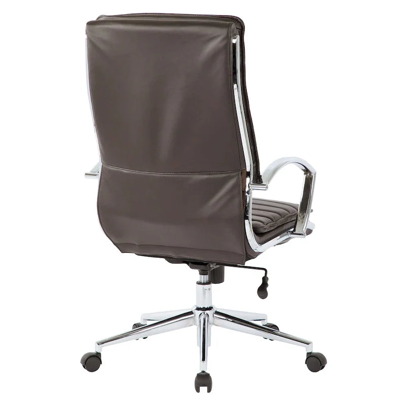 Executive High-Back Faux Leather Chair with Chrome Base and Detachable Sleeves 23