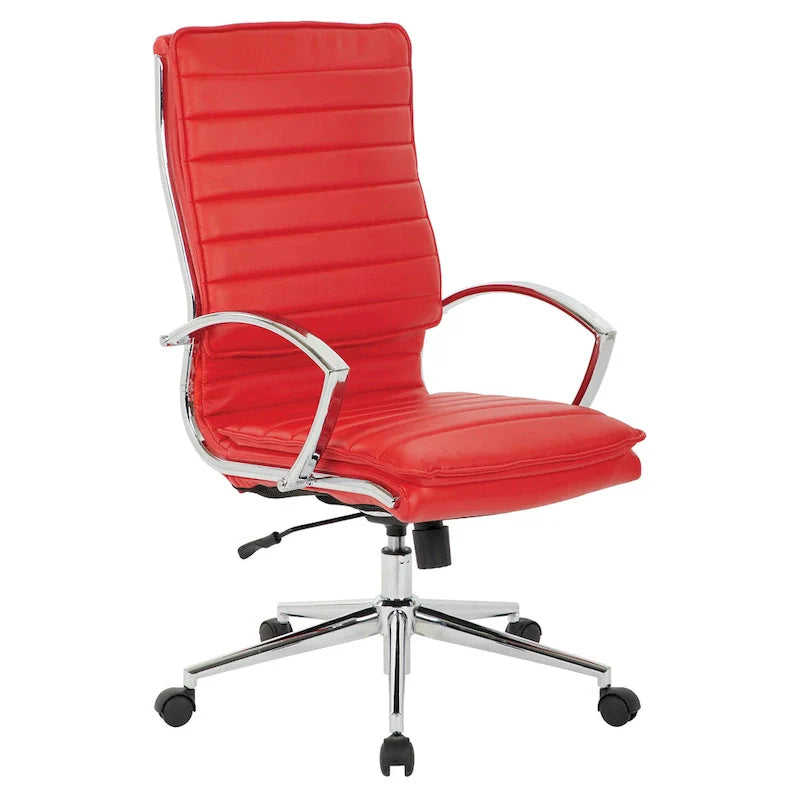 Executive High-Back Faux Leather Chair with Chrome Base and Detachable Sleeves 25