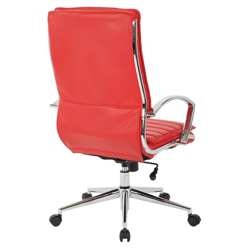 Executive High-Back Faux Leather Chair with Chrome Base and Detachable Sleeves 27
