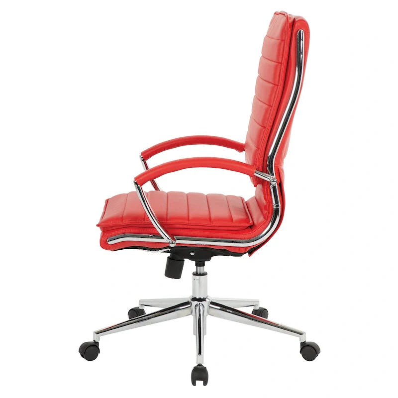 Executive High-Back Faux Leather Chair with Chrome Base and Detachable Sleeves 28