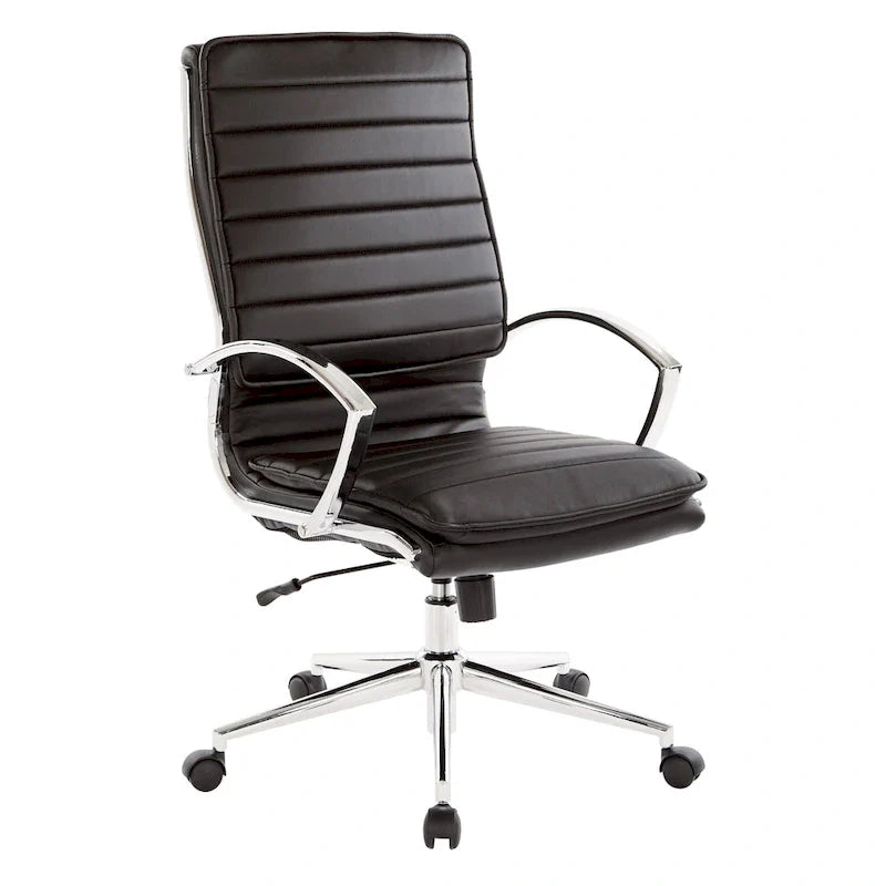 Executive High-Back Faux Leather Chair with Chrome Base and Detachable Sleeves 30