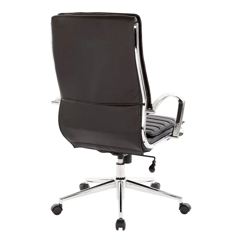 Executive High-Back Faux Leather Chair with Chrome Base and Detachable Sleeves 32