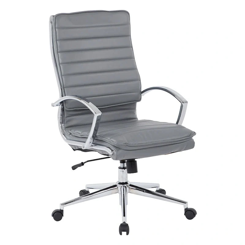 Executive High-Back Faux Leather Chair with Chrome Base and Detachable Sleeves 35