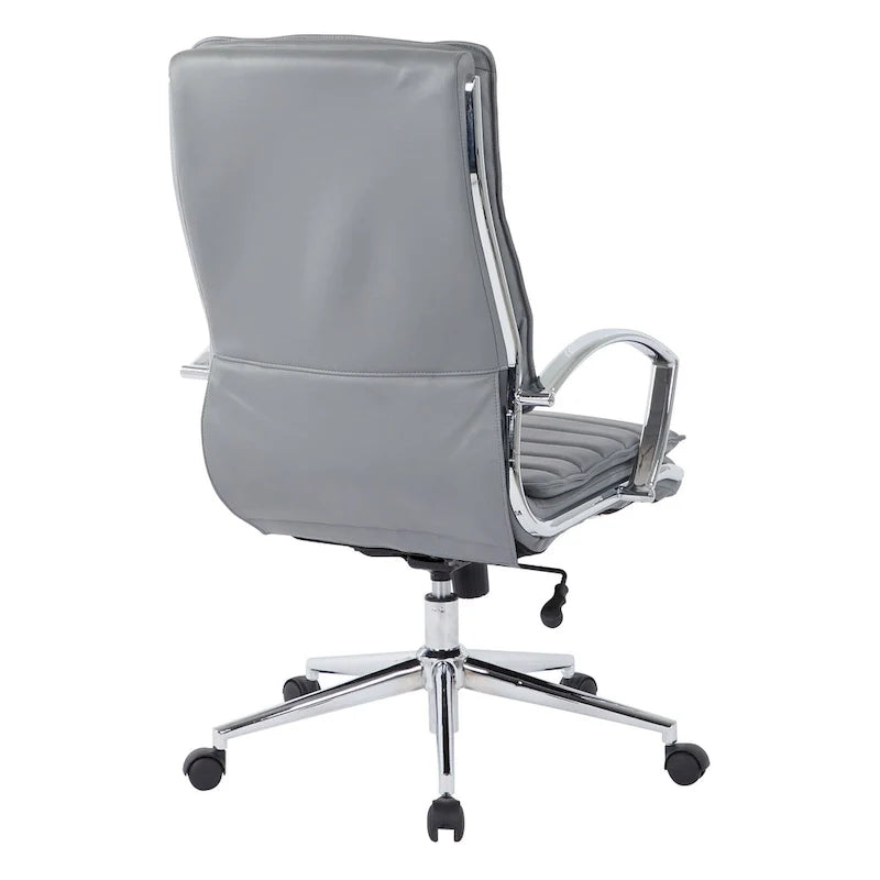Executive High-Back Faux Leather Chair with Chrome Base and Detachable Sleeves 37