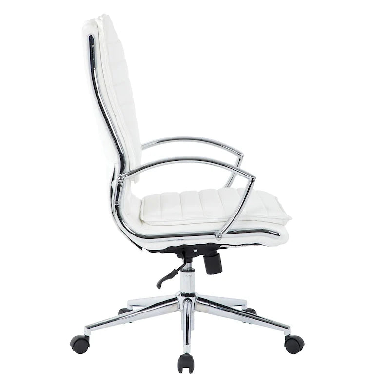 Executive High-Back Faux Leather Chair with Chrome Base and Detachable Sleeves 40