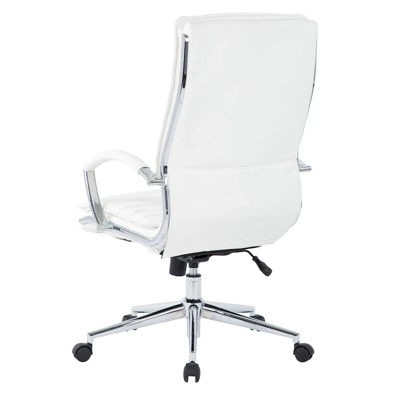 Executive High-Back Faux Leather Chair with Chrome Base and Detachable Sleeves 42