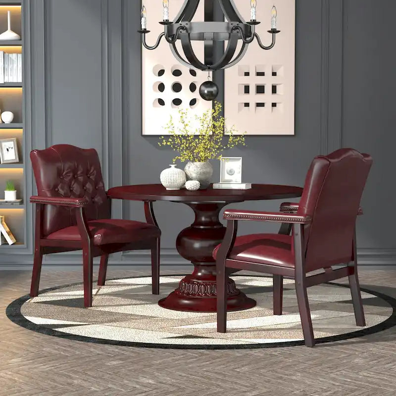 Boss Vinyl Guest Chair with Button-Tufted Design and Antique Brass Nailhead Accents 1