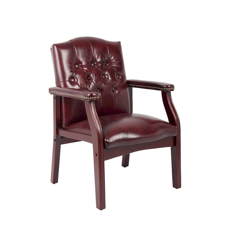 Boss Vinyl Guest Chair with Button-Tufted Design and Antique Brass Nailhead Accents 2