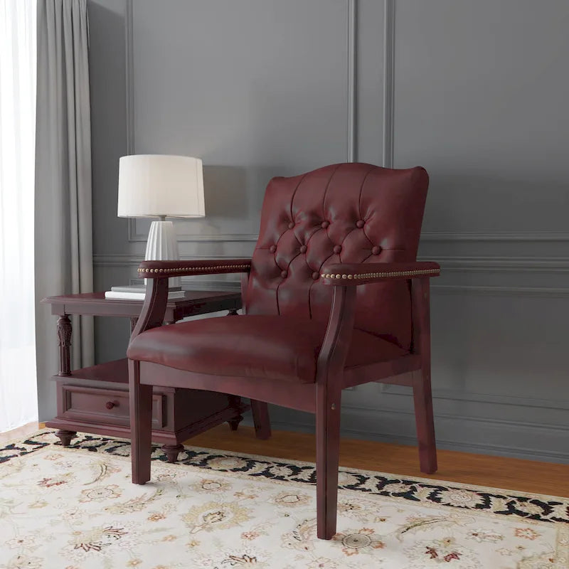 Boss Vinyl Guest Chair with Button-Tufted Design and Antique Brass Nailhead Accents 3