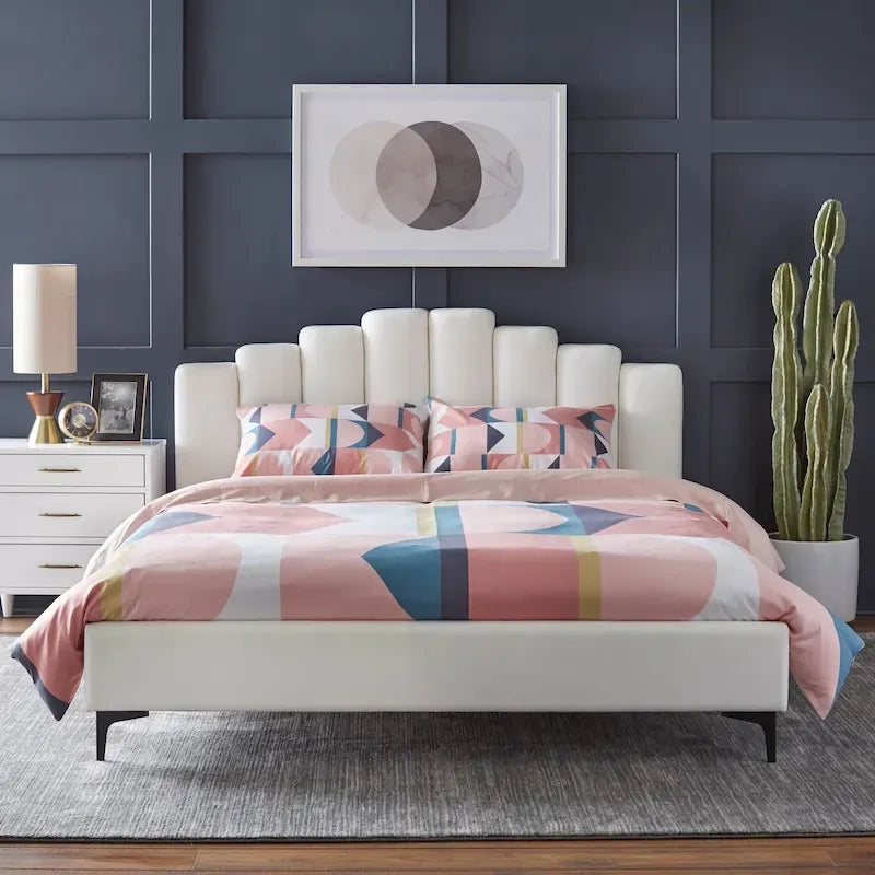 Lifestorey Modern Queen Platform Bed with Stark Velvet Upholstery 12