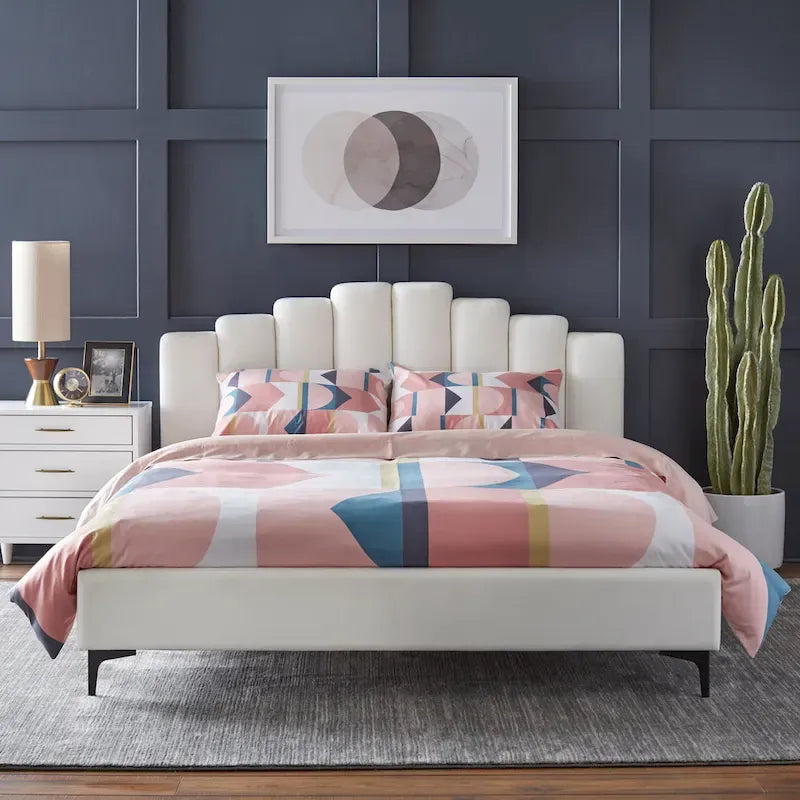 Lifestorey Modern Queen Platform Bed with Stark Velvet Upholstery 2