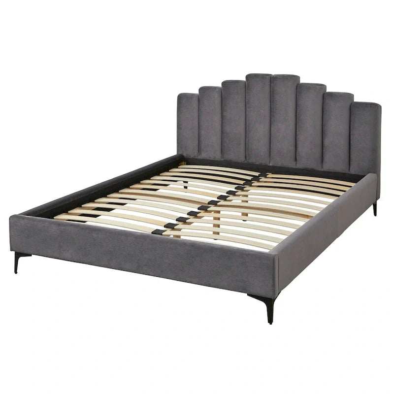 Lifestorey Modern Queen Platform Bed with Stark Velvet Upholstery 8