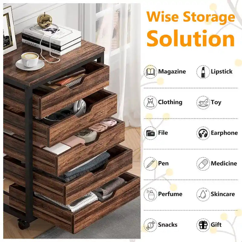 Wooden Storage Cabinet Organizer with 5 and 7 Drawer Options 7